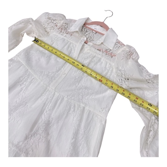 Aeom Womens A Line Dress White Short Lace Collar Boho style size S - Picture 8 of 14